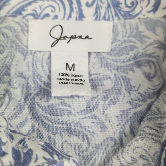 Japna -264 Hawaiian Shirt Paisley Light Blue Short Sleeve Button Down Medium - Picture 4 of 5